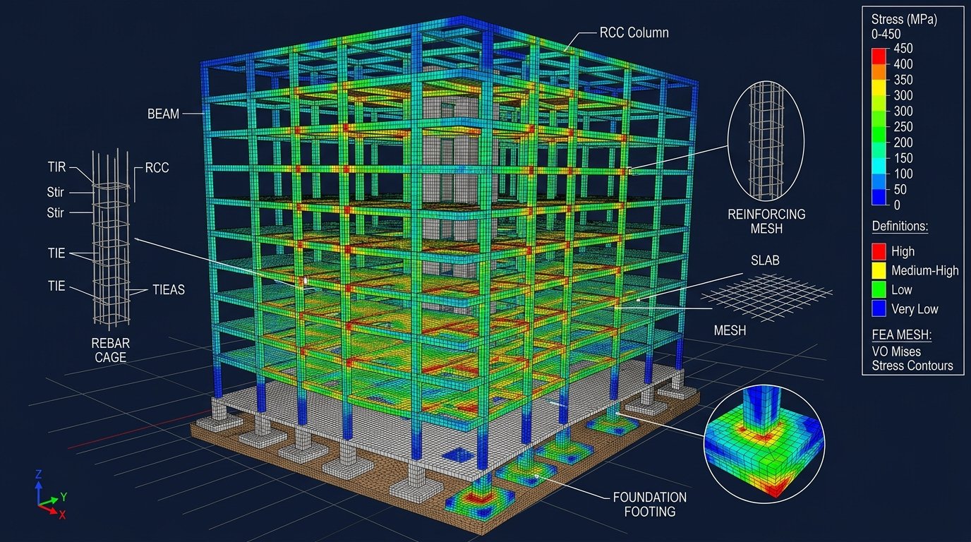 3D Structural Engineering Analysis Model - Columns Beams Rebar by Vishal Jamdhade Buildcon